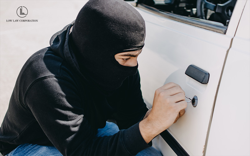 Auto theft committed by person in a mask